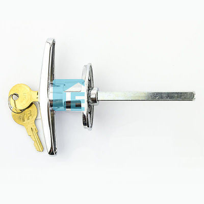 T Handle Lock & Keys Suits Tilt & Sectional Garage Doors Lock Chrome Small