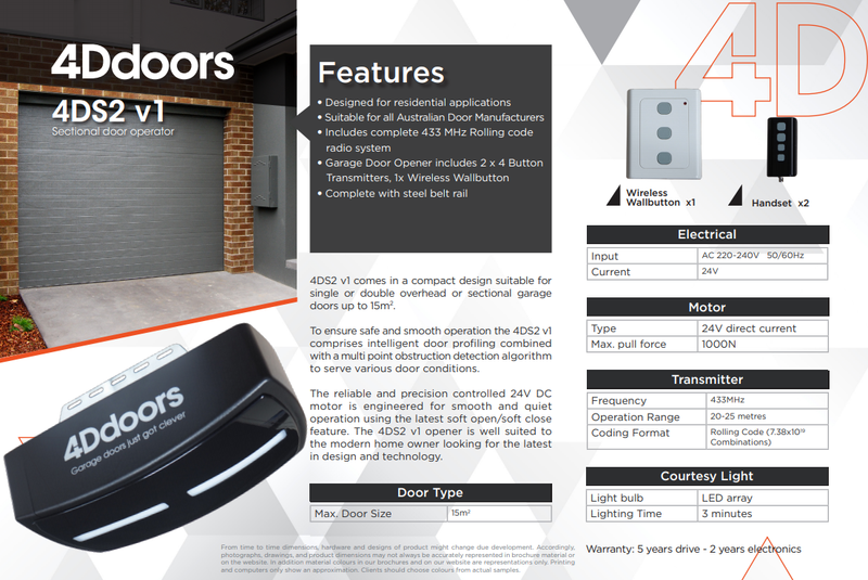 4D Sectional Door Motor With Belt Rail Upgrade To The 4DS2v1