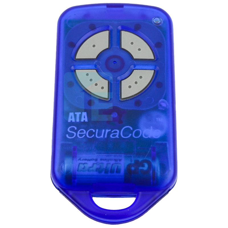 ATA PTX4 Securacode Garage Door Blue Remote Transmitter, Holder & Visor Clip